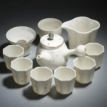 Valge Keraamiline Teekann Teaset Gaiwan Set Hiina Kung Fu Tee Set Portatiivne Teaware Määrab Tee Tassi Tee Tseremoonia Meister Teekann Komplekti