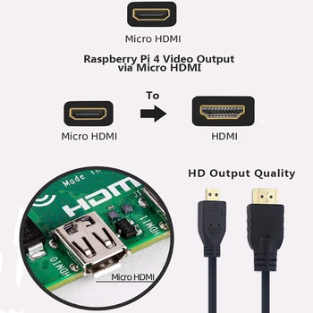 ITINIT R94 Jaoks Vaarika Pi 4 Micro HDMI-HDMI Kaabli Glod-Kroomitud 3D Kaabel Adapter HDTV Tabel Telefon Vaarika Pi 4 Näidis B