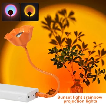 Sunset Projektori Lamp USB Led Night Light Vikerkaar Atmosfääri Tabel Lamp Kodu Magamistuba Coffe shop Taust Seina Kaunistamiseks