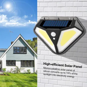 102 LED Solar Power Väljas Aed Õue PIR Liikumisandur Kerge COB/SMD Veekindel Rada Päikese Seina Lamp Tänava Valgus