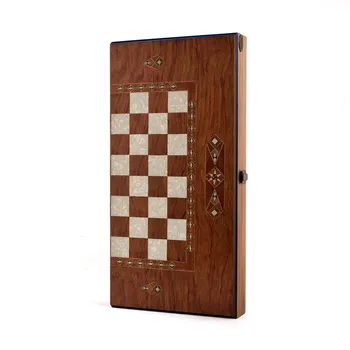 Luksus Rosewood Backgammon & Male Set 50x25x7 Cm Suur Suurus Classic Vintage Maamees Disain Mosaiik Motiivid Käsitöö Kunst