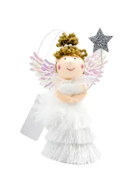 Navidad 2020. Aasta Jõulupuu Ingel Puulatv Jõulukaunistused Cute Cartoon Palus Angel Tüdruk Ripats Valge Villa Doll Kaunistused
