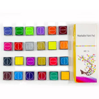 24cm Naljakas 6-24 Värvi Ink Pad Tempel DIY spetsiaalvärvid Käsitöö Cardmaking Lapsed Montessori Joonis 0-12 Kuud Beebi Mänguasjad