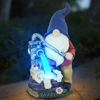 Päikese Kääbus Skulptuurid Näota Gnome LED Tuled Haldjas Aia Kaunistamiseks Väljas Kujud Home Decor Hõõguv Figuriin jardinage