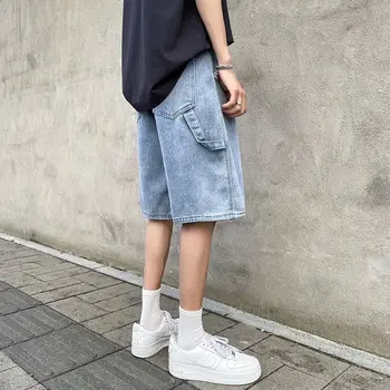 Lühikesed püksid meeste 2021 suvel Hong Kong stiilis uued lahtised õpilane sirge lai jalg vabaaja viie punkti püksid korea teksad