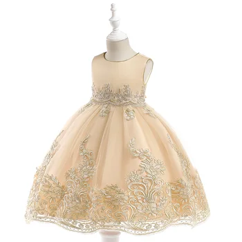 Tüdruk Printsess Kleit Laste Sünnipäeva Kleit Lapsed Tikitud Kleidid Varrukateta Krae Ümber Riided Elegantne Temperament