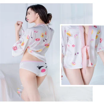 YiRanMei Trükkimine Lilled Rüü Naiste Pesu, Seksikas Kuum Erootiline Nightwear Sugu Kostüümid Kimono Hommikumantel Kaste Kleit Sleepwear