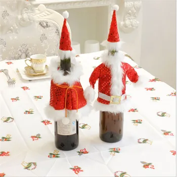 Jõulud Vein Set Loominguline Santa Claus Veini Kaunistused Premium Jõulud Disain Mitte-kootud Veini Pudel Set Xmas Teenetemärgi