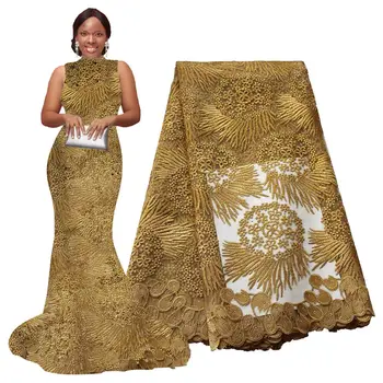 5 Meetrit kuld pits kangas kivid kõrge kvaliteedi Aafrika pits kangas 2020 metallik Nigeeria pulm kleidid pits kangas