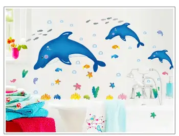 Laste Tuba Lasteaed Kooli Kaunistatud Cute Cartoon Dolphin Seina Kleebised