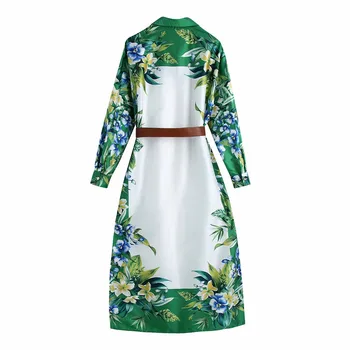 Uus Õie Printida Pikk Särk, Kleit Naistele Ühe Karavan Nööpidega Kevad Naine Põhjuslik Kleit Streetwear Riided