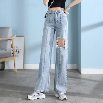 Pluss suurus primavera vabaaja lahti kottis jean vintage teksad naine 2021 denim püksid Pikad püksid streetwear riided