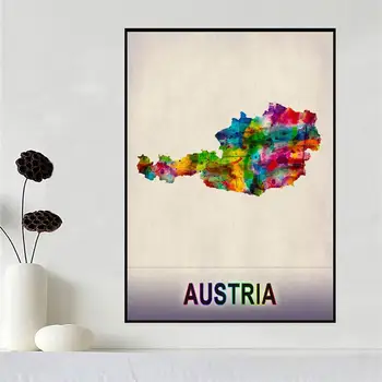 Austria Kaart, Akvarell Kunsti Lõuend Plakati Print Home Decor Maali raamita
