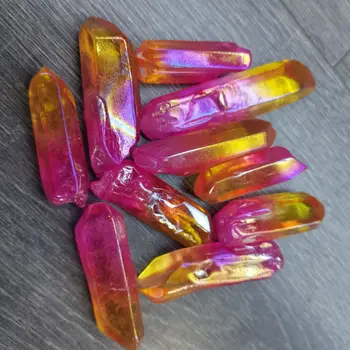 Galvaniseeritud Punane Titanium Rainbow Aura Lemuurlane Quartz Crystal Punkti Tervendav Kivid Decor Loodusliku Kvartsi Kristallid