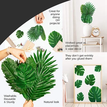 Palm Jätab Kunstliku Troopilise Monstera - 84 Tk Roheline Võltsitud Palm Leaf Teenetemärkide Varred Havai Luau Pool