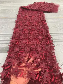7-värv profileerimine 3D viie osutas star lille tikandid pitsid pits kangast kleit näita riided DIY õmblemine kangast JJ-J0336