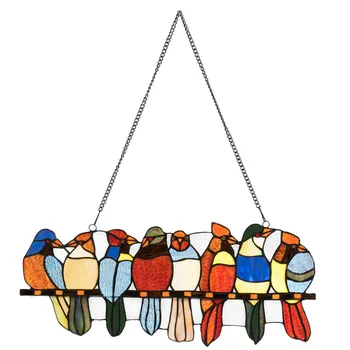 Mitmevärviline Birds On A Wire Kõrge Mini Värvitud Lind Akna Rippuvad Suncatcher Akrüül Rippuvad Linnud Decorat