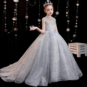 3~14T Lapsed Tüdrukud Luksus Ehitud Disaini Mudel Näita Catwalk Esimese Teatise Saba Kleit Lapsed Elegantne Õhtu Pool Kleidid