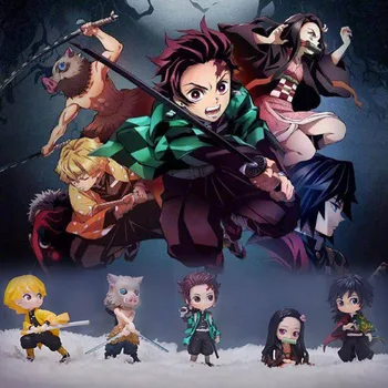 6tk/set Anime, Joonis Mudel Demon Slayer: Kimetsu no Yaiba PVC Tegevus Figuriin Mudel Mänguasjade Kogumise Mudeli Decor Nukk Mänguasjad, Kingitused