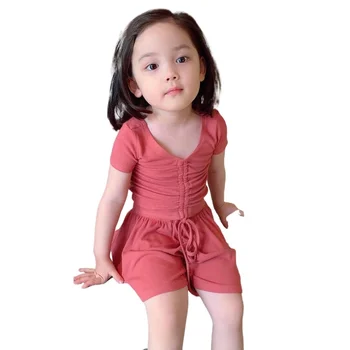 Laste riided 2021 baby girl suvel sobiks Pingutusnöör T-särk + lühikesed püksid 2-osaline komplekt, teise lapse tüdruk suve riideid lastele riided