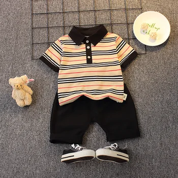 2021 T-Särgid ja Põlve Pikkusega Püksid Baby Boy Vabaaja Komplekt 2TK Must-whtie Triibud Suvel Rannas Lapsed Riided Määrata Lapse YE04231