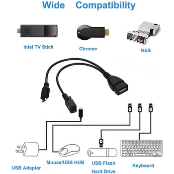 4-Pack Mini OTG Kaabel, Adapter,2-In-1 Powered Micro-USB - > USB Adapter(OTG Kaabel + Power Cable) Streaming Kangid Jne