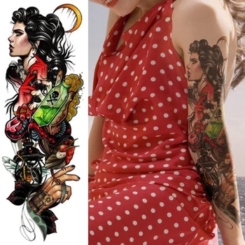 Uus Ajutine Tätoveering Kleebis Fox Küüliku Paabulind kolju lohe Täis arm Lille Tattoo Body Art suured Suured Võltsitud Tattoo varrukad