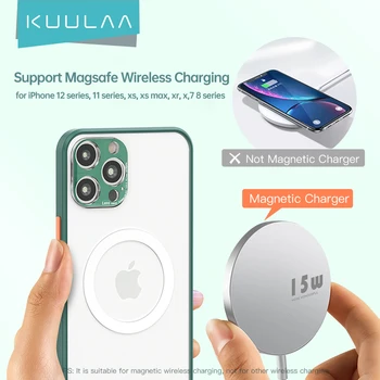 KUULAA Magnet Case For iPhone 12 11 Pro Max X Xs Xr 8 Plus Traadita Laadimise Juhul Pehmest Silikoonist TPÜ Magnet Protector Kate