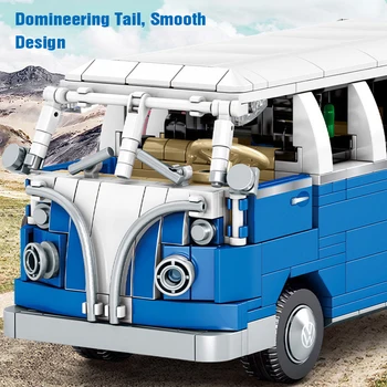 SEMBO Linna Tehnilist Bussi Camper Kogumispunkt ehitusplokid Sinine T1 Van Autod Mudeli Tellised VARRE Täiskasvanud Lapsed Mänguasjad Sünnipäeva Kingitused