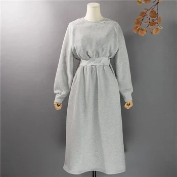 Vintage Korea Stiilis Hoida Soe Kampsun Kleit Pikk Varrukas Koo Vabaaja Pikk Must Kleit 2021 Kevad