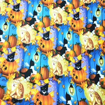 Uus 110cm lai Halloween pumpkin kass Trükitud Puuvillane Riie Quilting Segast Õmblemine Materjal Puuvillane Riie Diy Kleit Riided