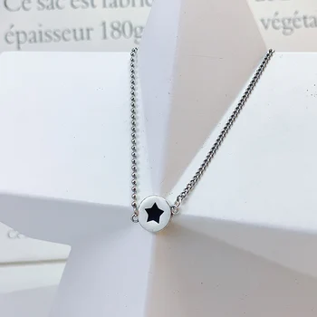 ModaOne Vintage Black Star Pentagramm Ring Clavicle Kett Hõbedast Värvi Kaelakee Naiste, Meeste Mood Hõrk Pikk Ehted