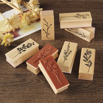 8Pcs Puit Kummist Tempel DIY Päevik Külalisteraamatusse Stamp Set Värske Laadi Lille Taimed Patterns Kaardi Tegemine, DIY Crafts