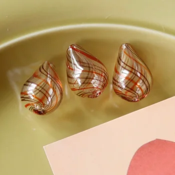 Retro oranž kohvi triibuline vee tilk klaashelmed, Jaapani diy käsitöö kõrvarõngad aksessuaarid, ehted materjalid