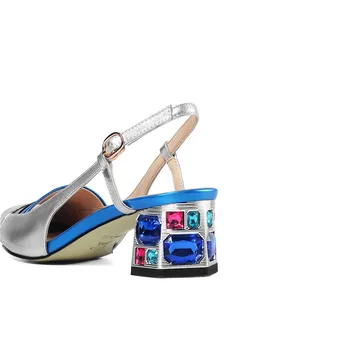 MEMUNIA 2020 saabuvad uued naiste sandaalid kvaliteetsed naturaalsest nahast kingad lukk peep varba suvel crystal kõrge kontsaga sandaalid daamid