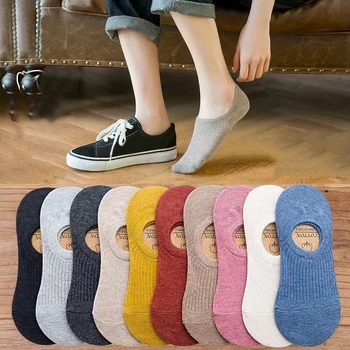 1 Paari Värviga Sokid Naiste Paat Sokid Nähtamatu Tüdrukute Puuvillased Naiste Kevad-Suve Mood Madalas Elastne Sokk Sussid