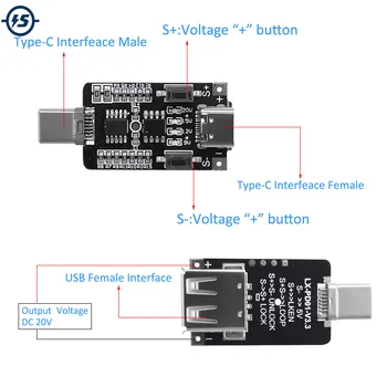 USB Type-C PD Peibutamist Vallandada Juhatuse 100W 5A 5V 9V 12V 15V 20V Väljund PD 2.0 3.0 Vallandada Adapteri Kaabli Ühendus Küsitlused Detektor