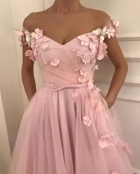 Roosa 3D Õie Odav Aafrika Tanssiaiset Kleidid 2019 Joon Maha Õla Pluss Suurus Pärlid Crystal Ametliku Õhtul Pool Kleit