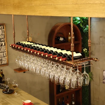 Baar Veini Pokaalilaadse Hammas Sepistatud rauast veini rack klaas veini rack seina riputamise topsihoidja veini rack Pere veini seista