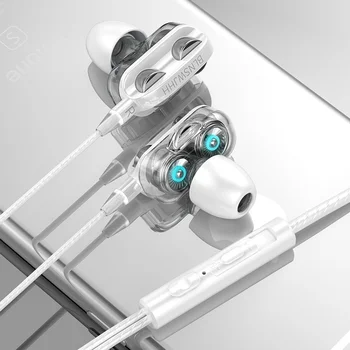Juhtmega Kõrvaklapid Koos Mikrofoniga Dual Juhi Telefoni Peakomplekt Samsung Xiaomi Kõrge Bass 6D Stereo In-Ear Earbuds Sport Kõrvaklapid