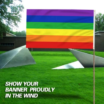 Vikerkaare Lipu 6 Triibud Värvi Ja Fade Tõend, Lõuend Header, Topelt Õmmeldud Gay Pride Banner Flags Polüester Pronksi Kaitserõngad