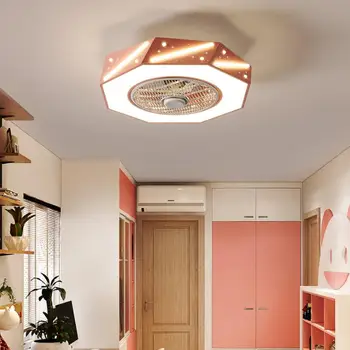 Kaasaegne lihtne magamistuba, söögituba uuring laste tuba geomeetriline loov isiksus, LED fan lamp lae lamp