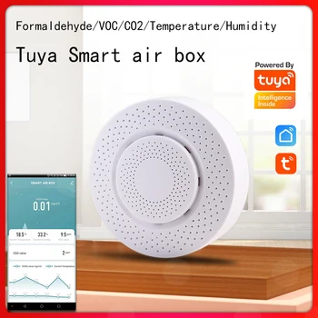 Tuya Smart Air box Andur CO2 VOC HCHO TEMP RH Formaldehüüdi Smart Elu Air Jälgida WIFI koduautomaatika Hoiatus Häire Detektor