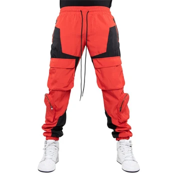 Cargo püksid meestele kontrasti, Värvi Multi-tasku moe-hip-hop püksid meestele joggers streetwear Vabaaja püksid meeste sweatpants