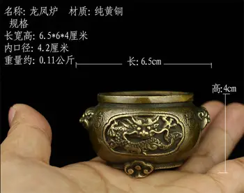 Hiina vana antiik messing kuju XUANDE käsi draakon & phoenix Viiruk Põleti