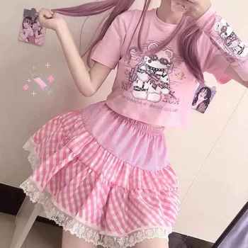 Sweet Lolita Stiilis Mini Seelikud Naistele Harajuku Armas Preppy Stiili Jk Lühike Seelik Jaapani Tüdrukud Seksikas Punk Kõrge Vöökoht Astmeline Seelik
