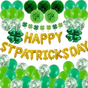 16 Tolline St. Patrick ' s Day Õnnelik Kirja Õhupalli Neli Leaf Muru Lipu Kombinatsioon Iiri Festival Teenetemärgi Õhupallide Hulgimüük