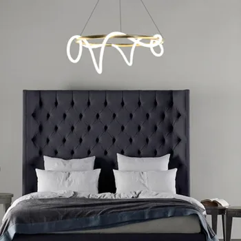 Kaasaegne minimalistlik joon, elutuba söögituba lamp minimalistliku muusikalise märkus led-lühter loominguline magamistuba rippuvad lambid