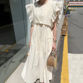 Jaapani Stiilis korea Fashion Temperament Magus Kaks rõivakomplekti Naiste Kleit Värviga Mood Kõrge Vöökoht Lotus Varrukas