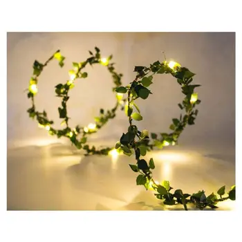 Romantiline Rotangist Lambi Led Light String Jätab Vasktraat Lamp Aed Pulmas Kaunistused